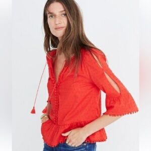 Madewell Swiss Dot Peplum Top